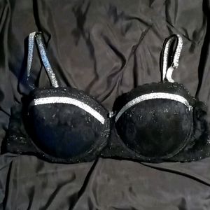 A black and silver bra